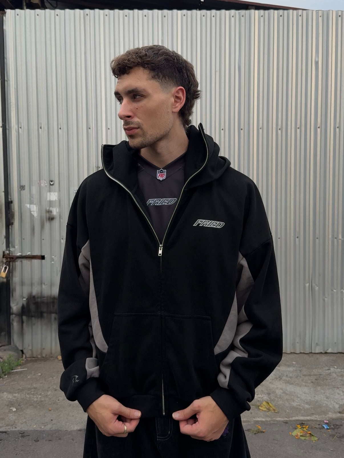 SWEATS® BLACK/GREY - BALACLAVA ZIP HOODIE